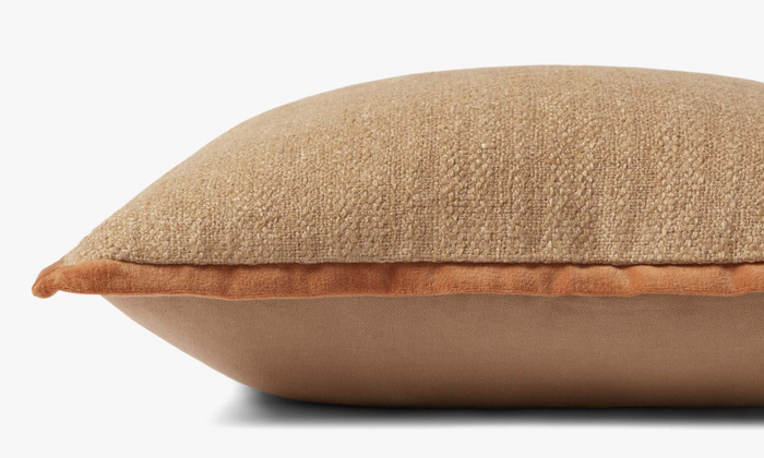 Amber Lewis X Loloi Aveline Pillow-Natural/Rust: Piping Edge Product View