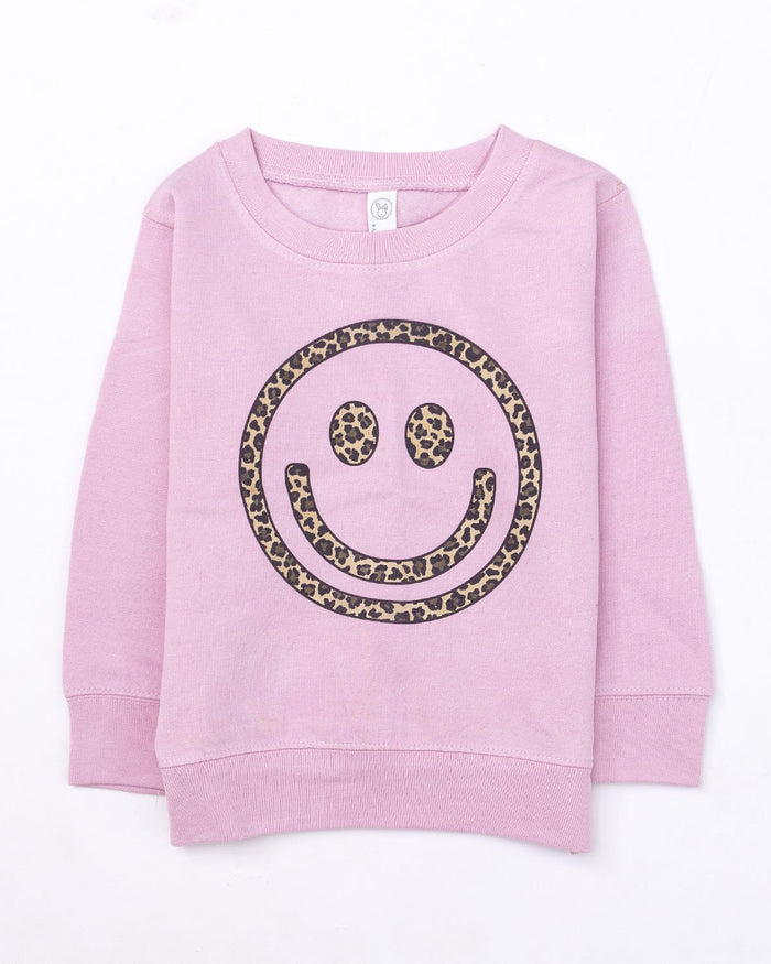 Animal Print Smiley Face Toddler Graphic Sweatshirt
