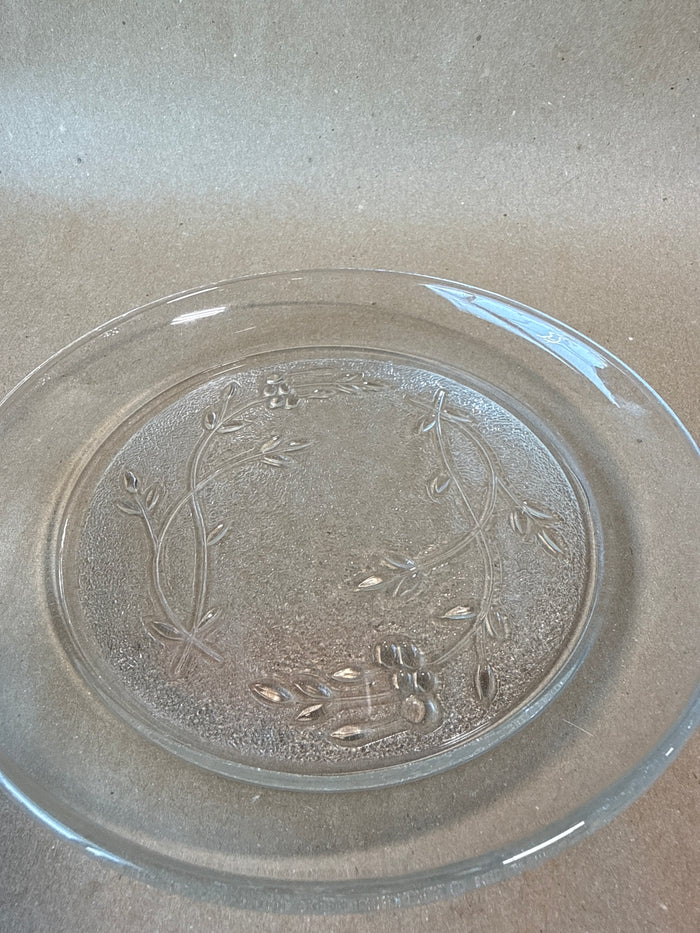 Clear Glass Butter Dome With Etched Tray