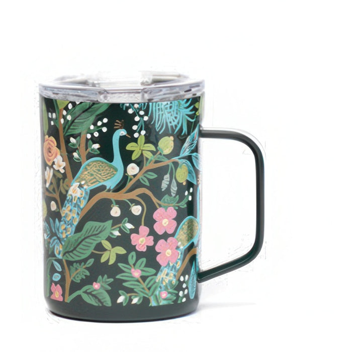 Corkcicle - Mug - 16oz Rifle Paper - Peacock Blue - Findlay Rowe Designs