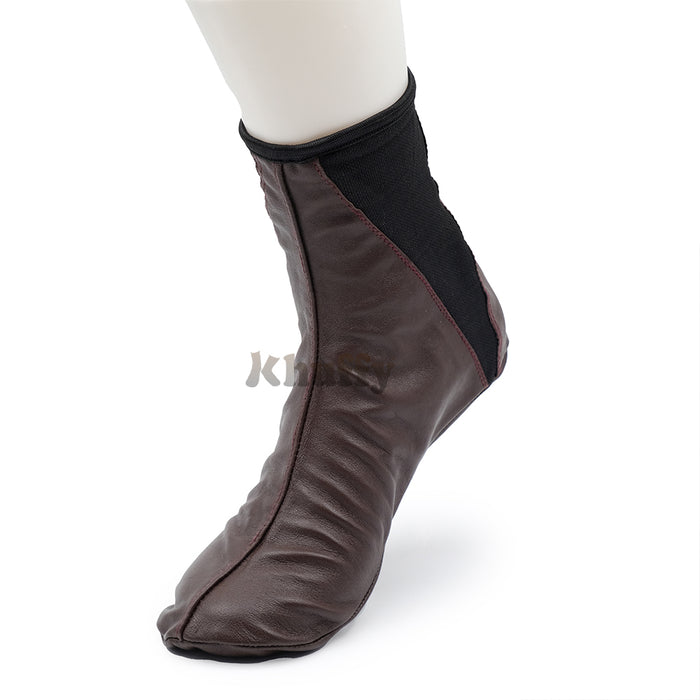Dark Brown Men's/Women's Elastic Slip-On Halal Leather Sunnah Khuff Khuffain Socks For Mosque