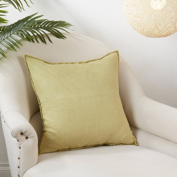 Fringed Linen Pillow – Down Filled: Blue-Grey / 20"