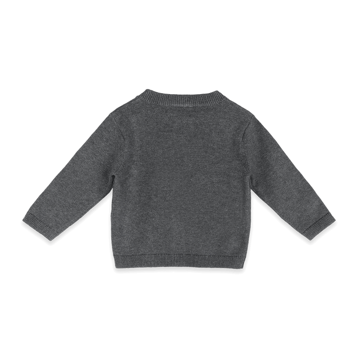 Organic Cotton Hazel 3D Bow Knit Baby Cardigan, Back