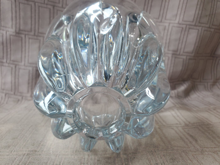 Heavy Clear Glass Flower Bowl