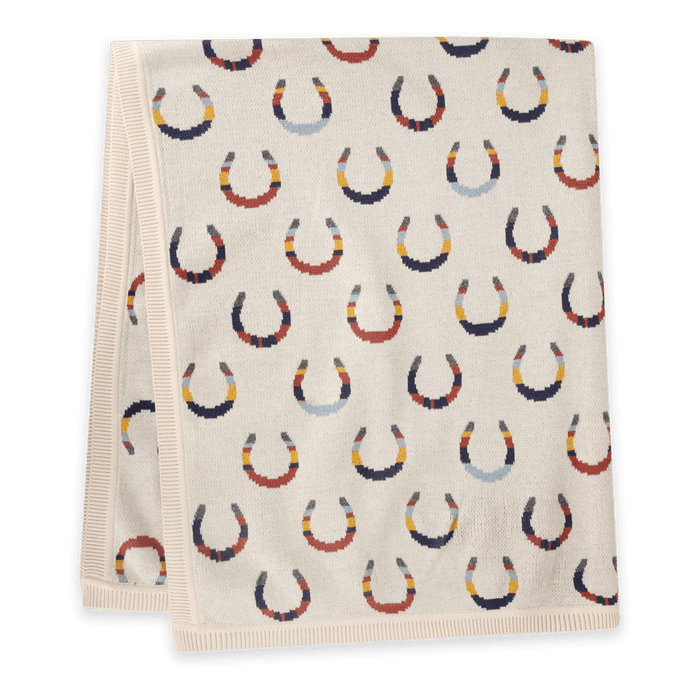 Horseshoe - Organic Cotton Jacquard Knit Baby Blanket (Folded)