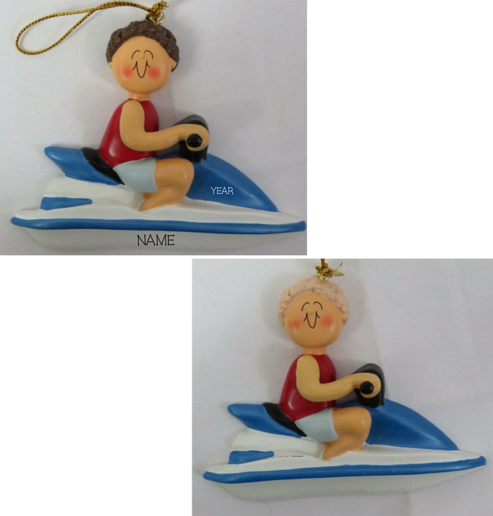 Jet Ski Male- Personalized Christmas Ornament