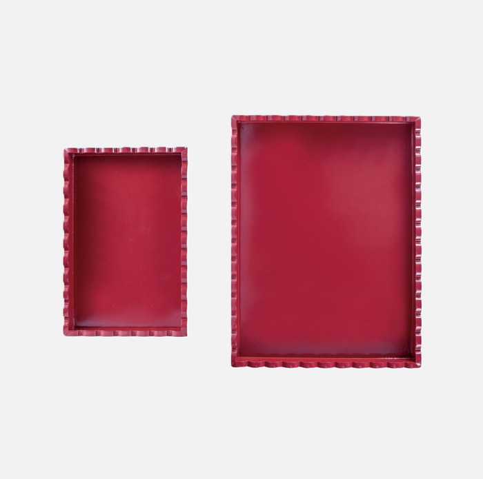 Lacquered Scalloped Tray, Red - 13 Hub Lane | Lacquered Trays