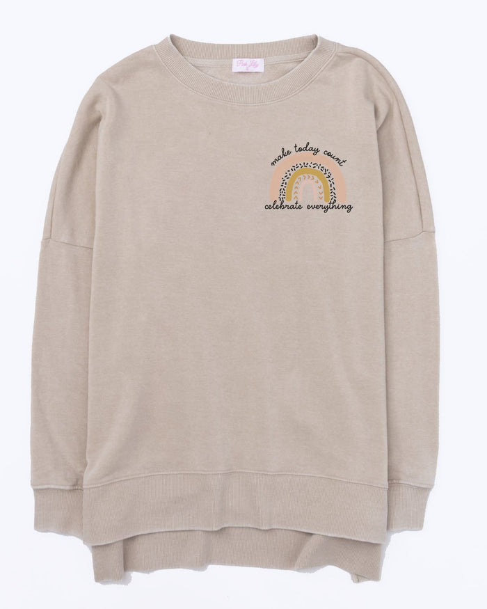 Make Today Count Light Tan Graphic Sweatshirt