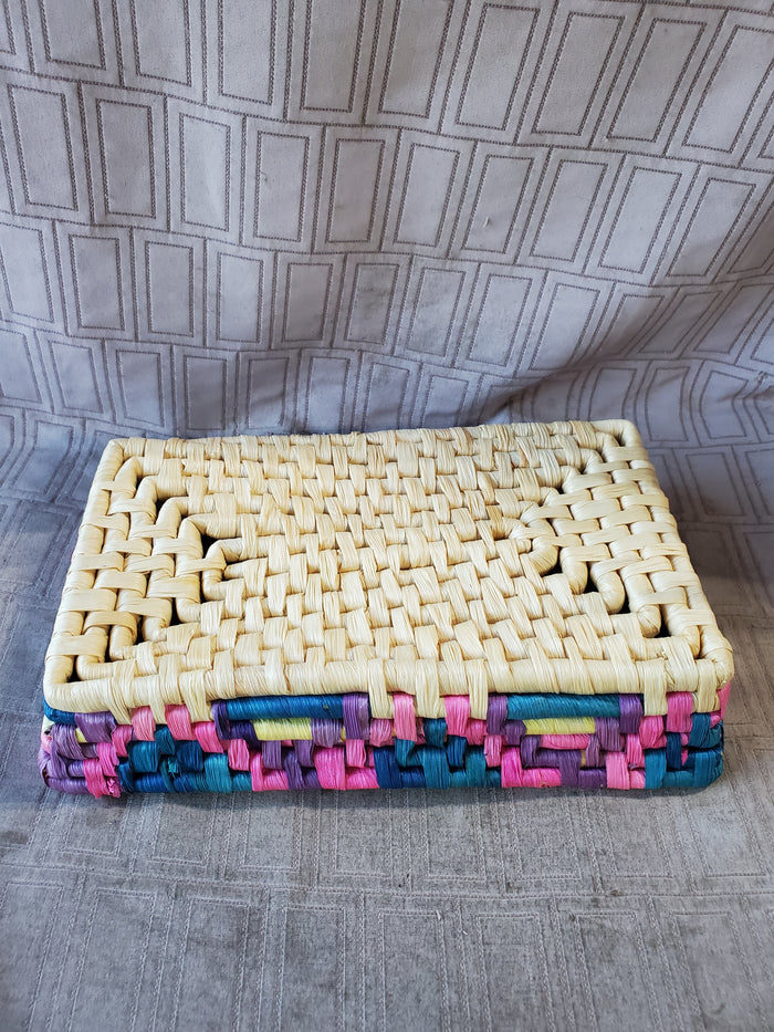 Multi-Colored Hand Woven Basket
