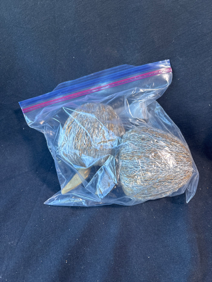 Pair Of Silver/Gold Tone Straw Apple Decor