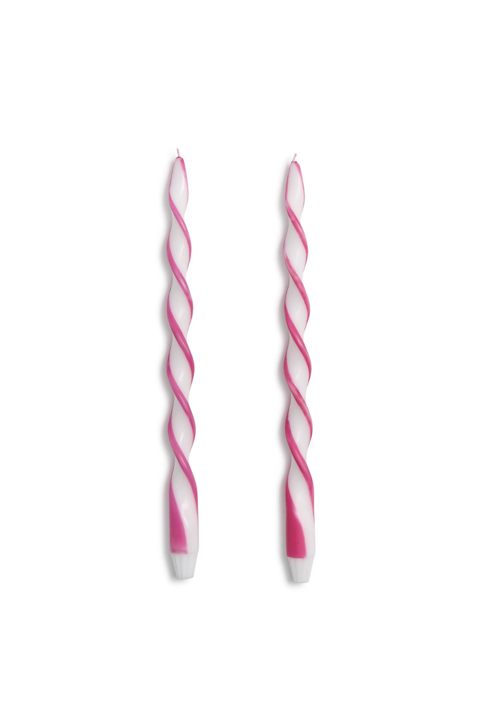 Pink Ribbon Twist Taper Candles