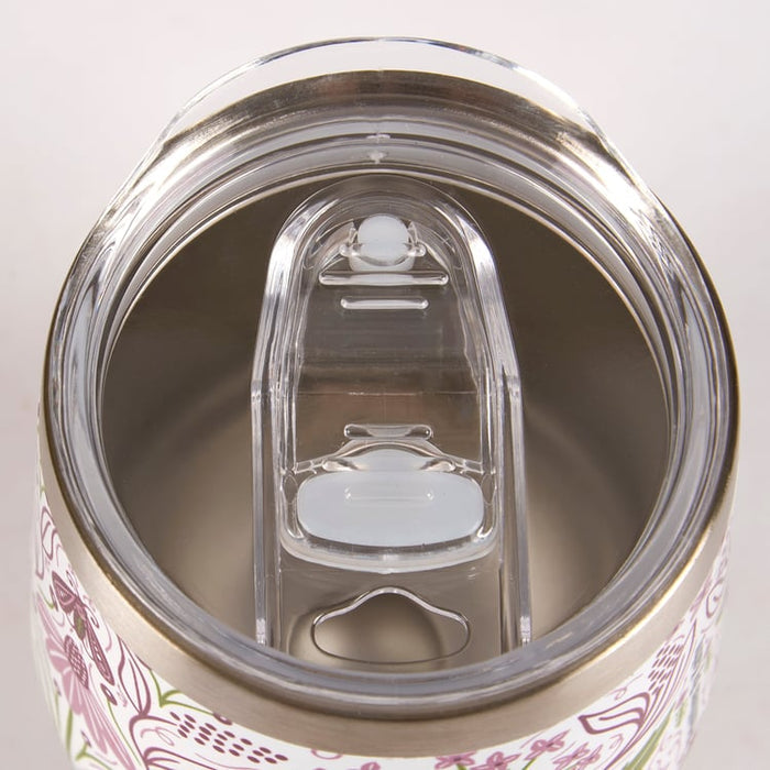 Purple Floral Wine Tumbler
