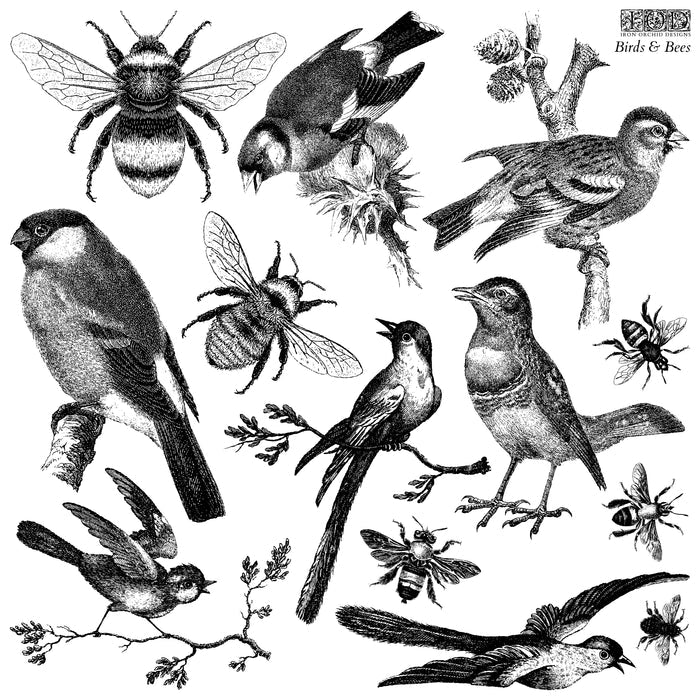 RETIRED Birds & Bees IOD Décor Stamp