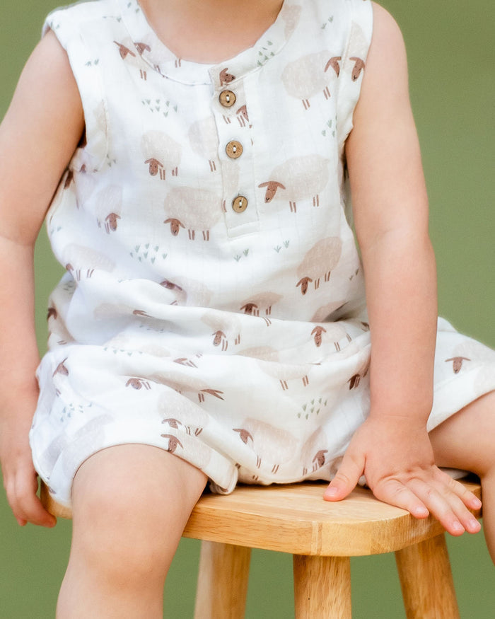 Sheep Baby Top & Bottom (Organic Muslin)