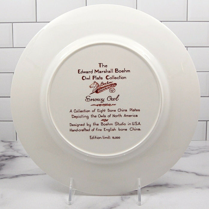 Snowy Owl The Edward Marshall Boehm Owl Plate Collection Limited No Box 10 5/8"