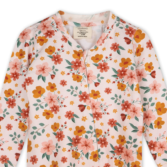 Summer Floral Zipper Baby Footie (Organic Jersey)