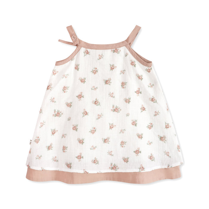 Tea Rose Floral Baby Dress Back (Organic)