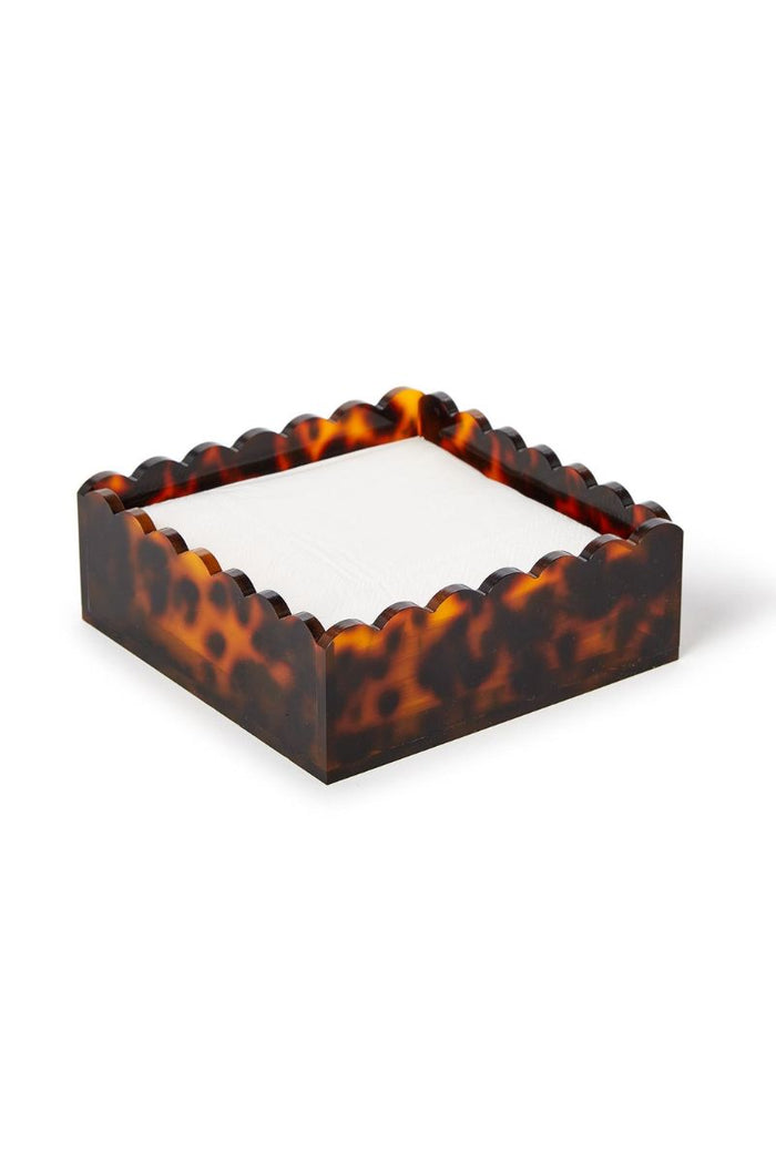 Tortoise Scalloped Edge Cocktail Napkin Holder