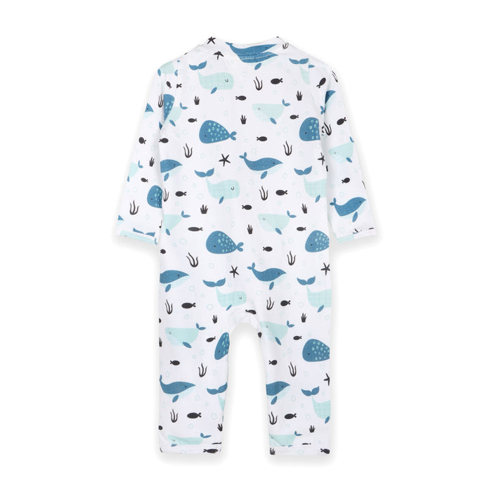 Whales Zipper Baby Coverall Jumpsuit (Organic Jersey)