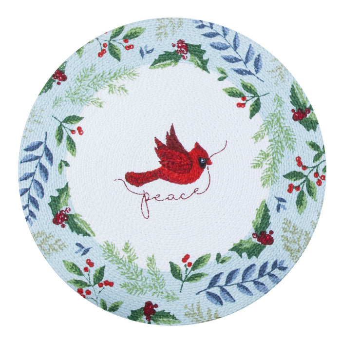Winter Blue Cardinal Braided Placemat