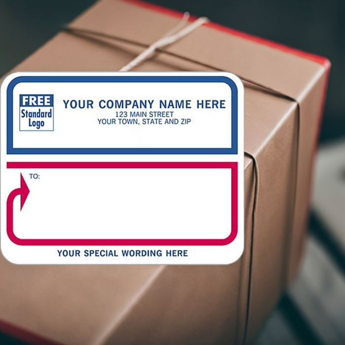 1675 Jumbo Mailing Labels White with Blue Red Border4 3/4x3 3/4"QTY250