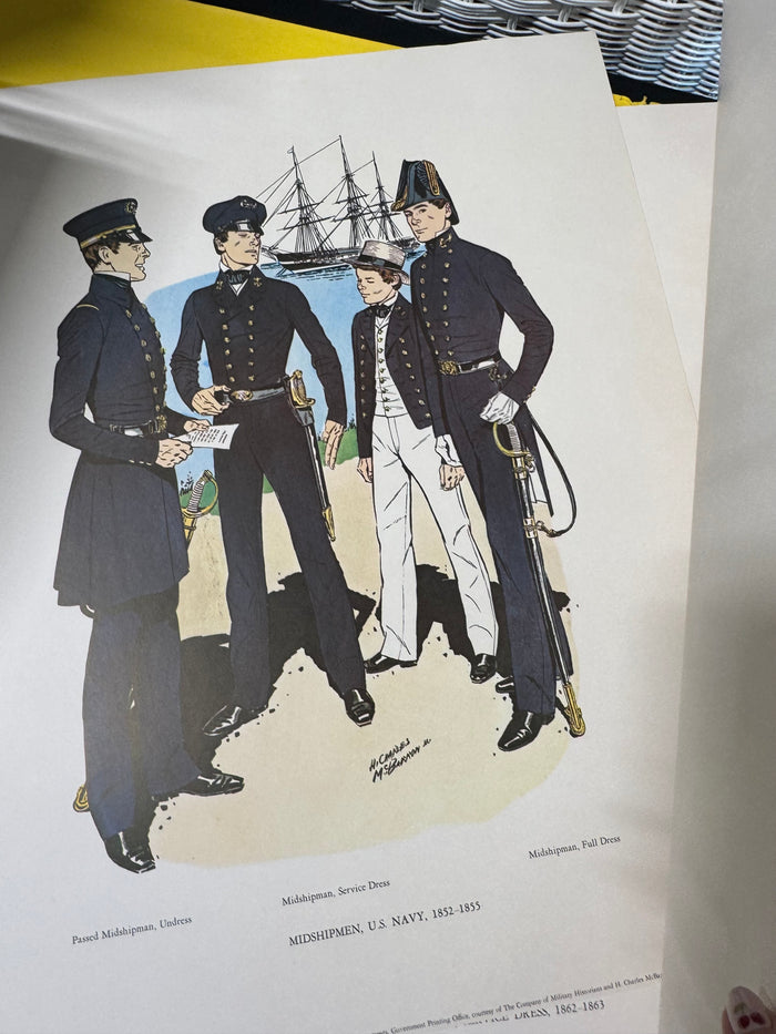 1776-1898 Uniforms of the U.S. Navy Charles McBarron 11-Piece Prints Set
