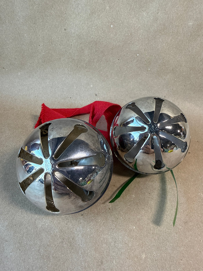 1990/1991 Wallace Silver Sleigh Bells With Boxes - Pair