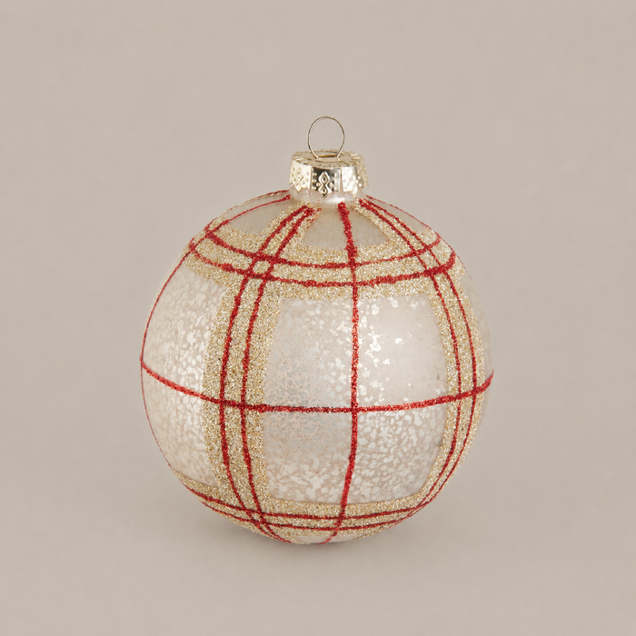 4" Plaid Ball Ornament