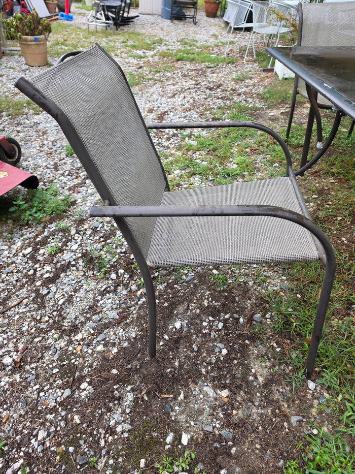 5-Piece Outdoor Dining Set, Aluminum Table w/Smoked Glass Top and Mesh Chairs *Read Description*