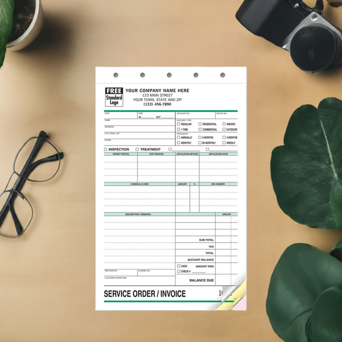 6575 Pest Control Form Service Orders 5 2/3 x 8 1/2" QTY 250