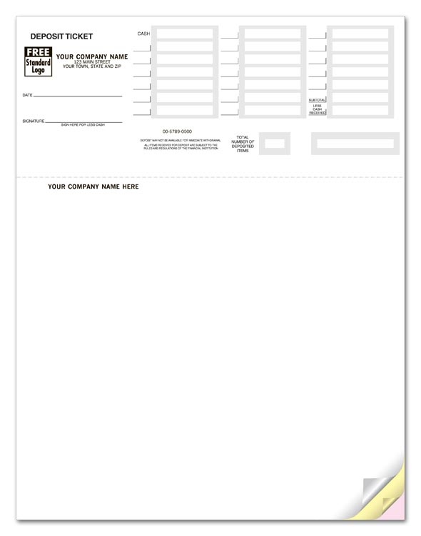 80200 Laser Deposit Tickets QuickBooks Compatible 8 1/2x11"QTY100 2pts