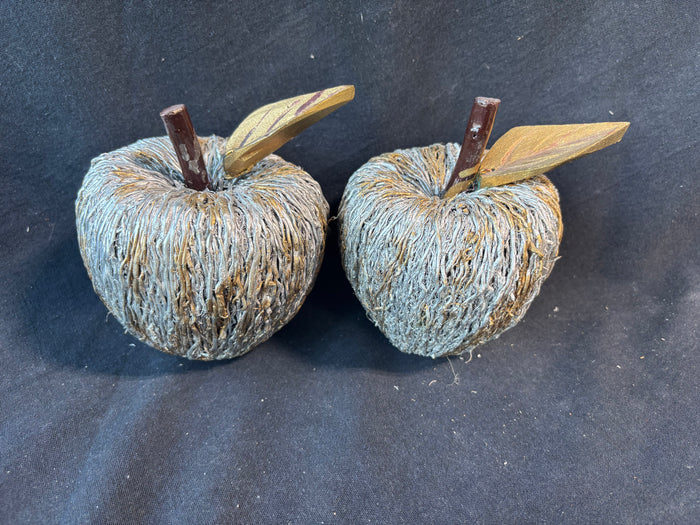 Pair Of Silver/Gold Tone Straw Apple Decor
