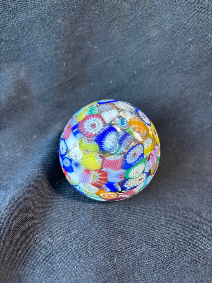 Murano Millefiori Frosted Art Glass Paperweight