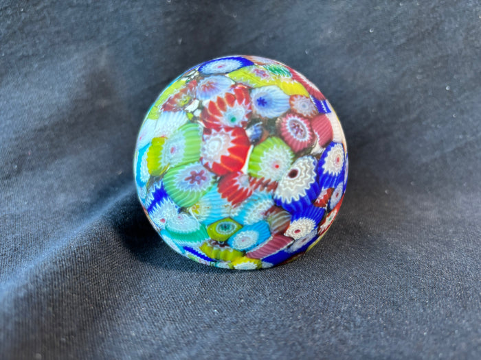 Murano Millefiori Frosted Art Glass Paperweight