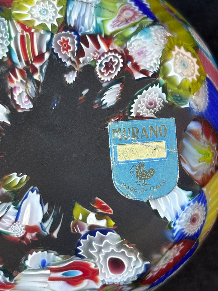 Murano Millefiori Frosted Art Glass Paperweight