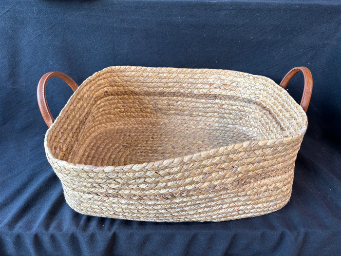 Woven Straw Basket W/Handles