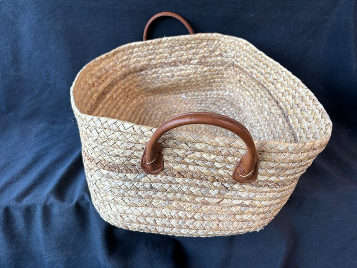 Woven Straw Basket W/Handles