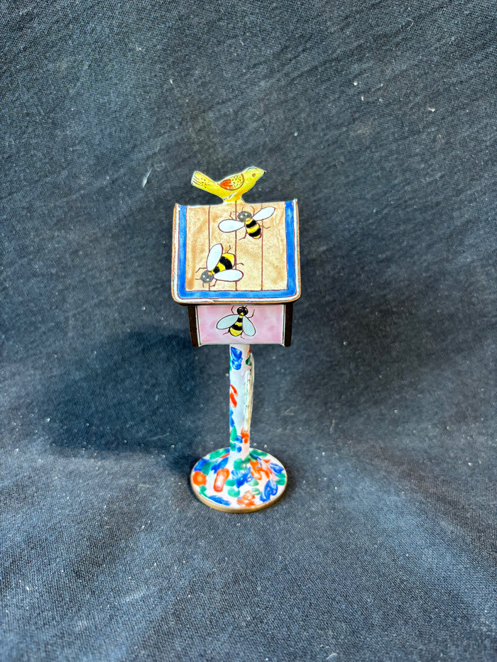 Kelvin Chen Enameled Metal Bird House Trinket Box 1999 *Read Description*