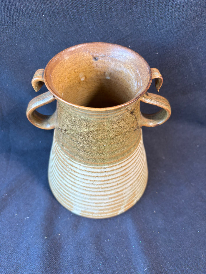 Earth Toned Studio Pottery Vase 2-Handled Signed