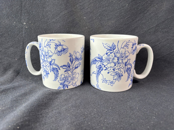 Pair Of Honeywall By Spode Williams Sonoma Mug England Blue & White Floral Cup