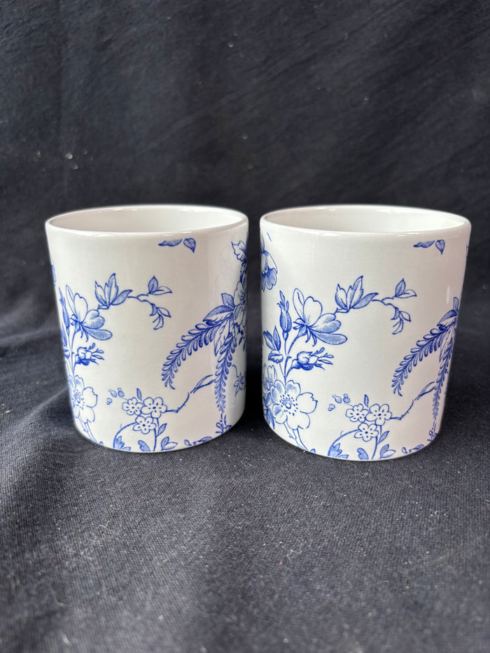 Pair Of Honeywall By Spode Williams Sonoma Mug England Blue & White Floral Cup