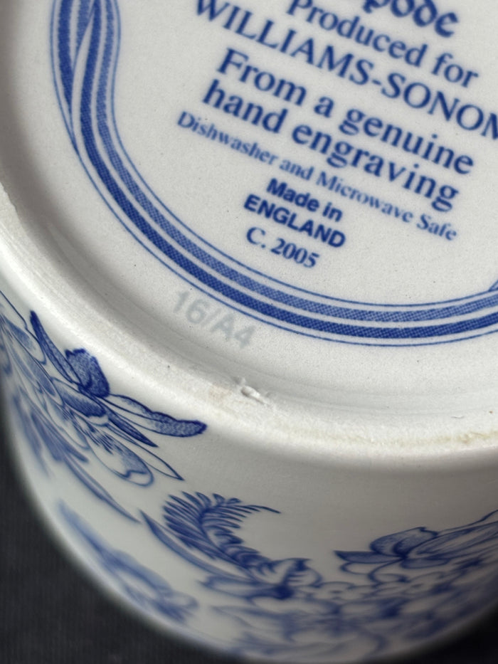 Pair Of Honeywall By Spode Williams Sonoma Mug England Blue & White Floral Cup