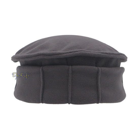 Afghan Style Dark Gray Faux Wool Stretchable Pakol Mujahidin Soft Kufi Hat