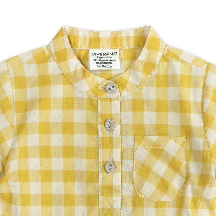 Aiden Gingham Baby Shirt Detail (Organic)