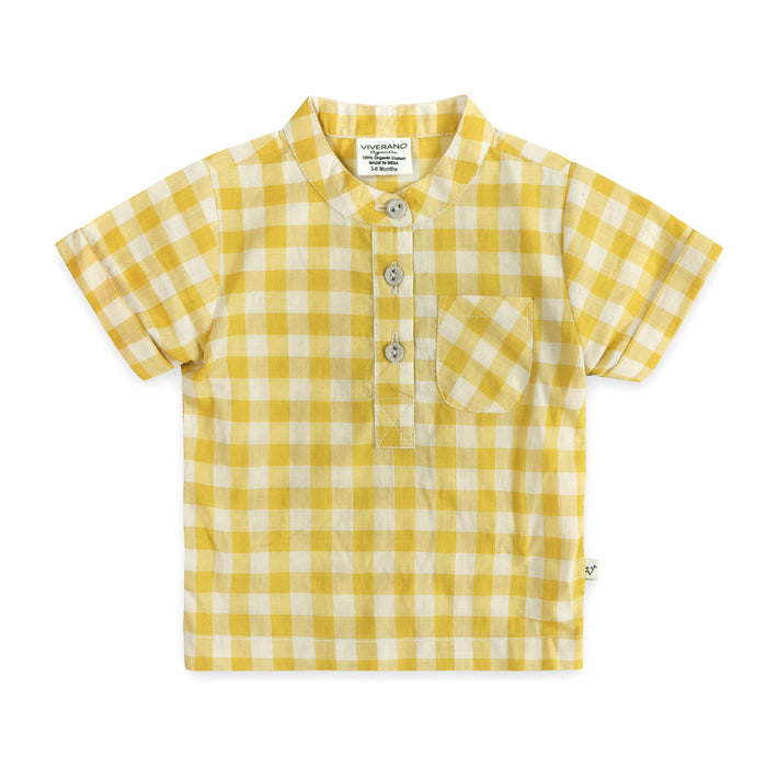 Aiden Gingham Baby Shirt Front (Organic)