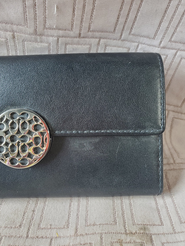 Coach Alexandra Slim Envelope Black Leather Wallet
