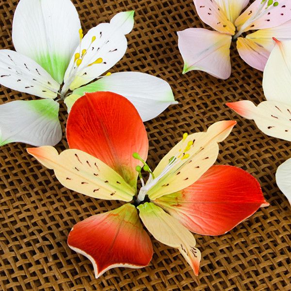 Alstroemeria Lily Sprays are gumpaste sugarflower cake decorations perfect as cake toppers for cake decorating fondant cakes and wedding cakes. Caljava wholesale cake supply.