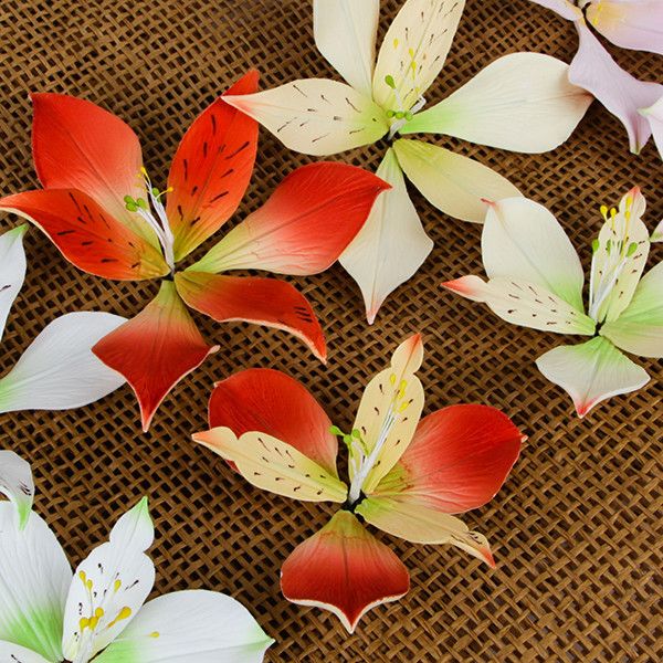 Alstroemeria Lily Sprays are gumpaste sugarflower cake decorations perfect as cake toppers for cake decorating fondant cakes and wedding cakes. Caljava wholesale cake supply.