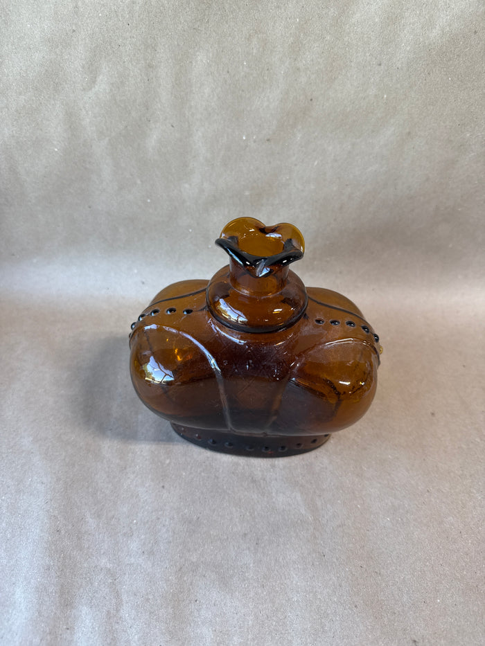 Amber Glass Crown Shaped Decanter