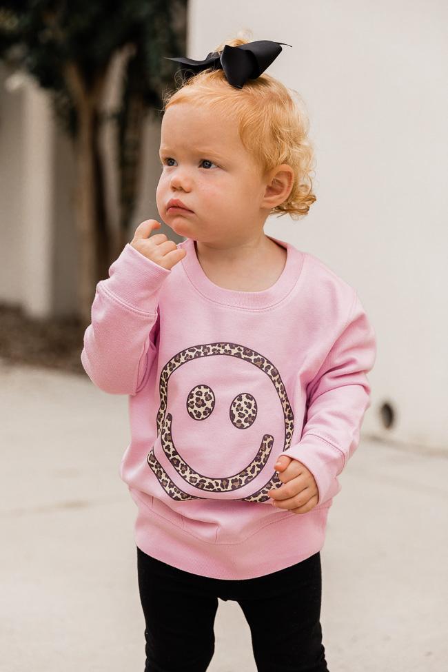 Animal Print Smiley Face Toddler Graphic Sweatshirt